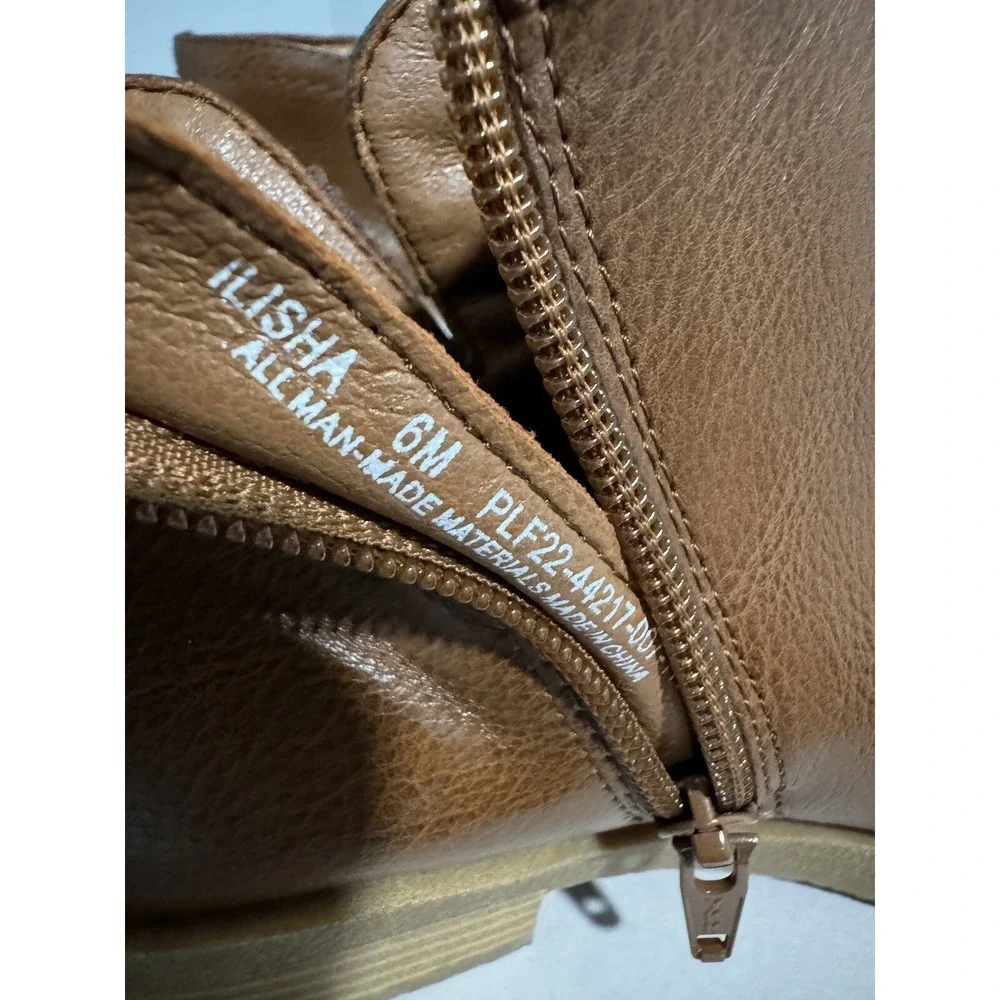 Frye & Co ILISHA Stacked Heel Boot Tan Ankle Side Zip Womens 6M See Desc*